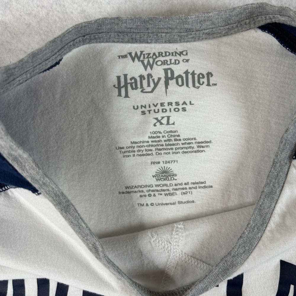 Universal Studios Harry Potter Ravenclaw Raglan Shirt XL White Navy/Grey - Picture 10 of 14